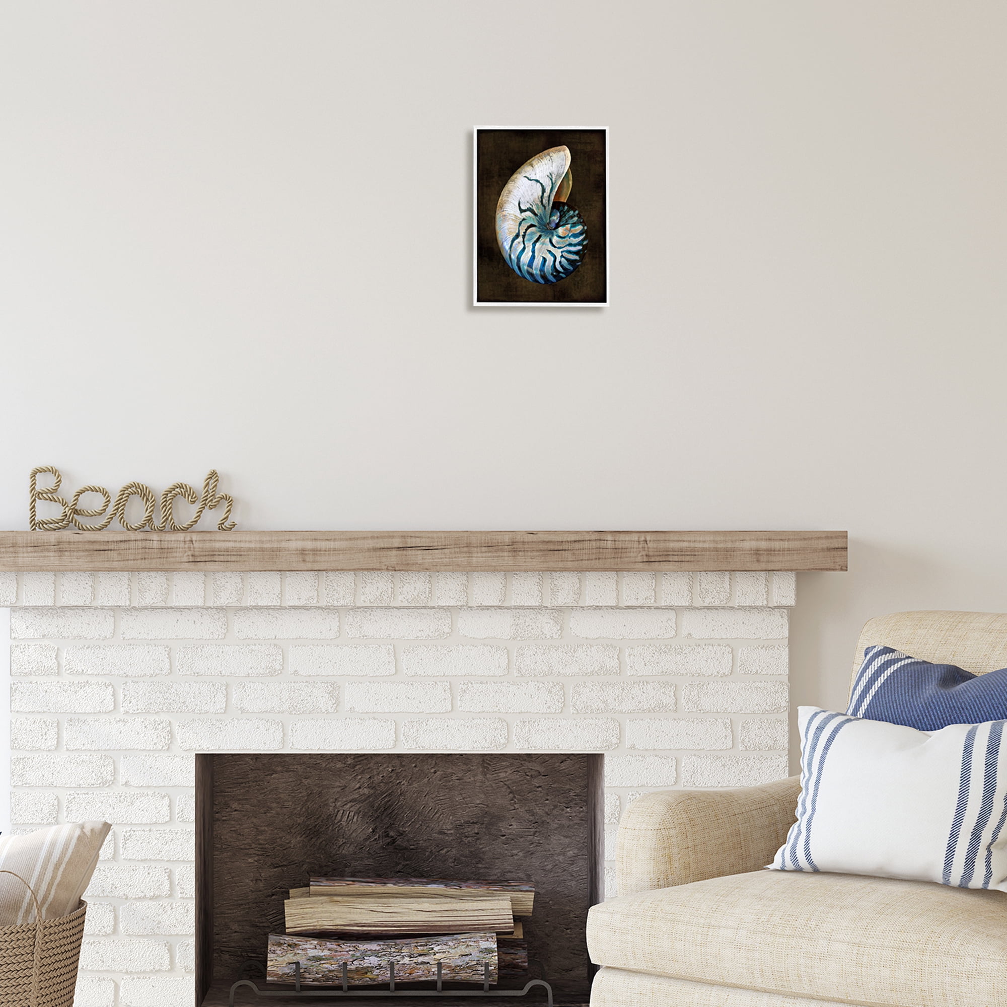 Stupell Industries Modern Marine Shell Nature Painting White Framed Art Print Wall Art, 11 x 14