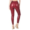 thumbnail image 4 of Zenana Women's High Rise Full Length Waist Band Faux Leather Tight Leggings, 4 of 5
