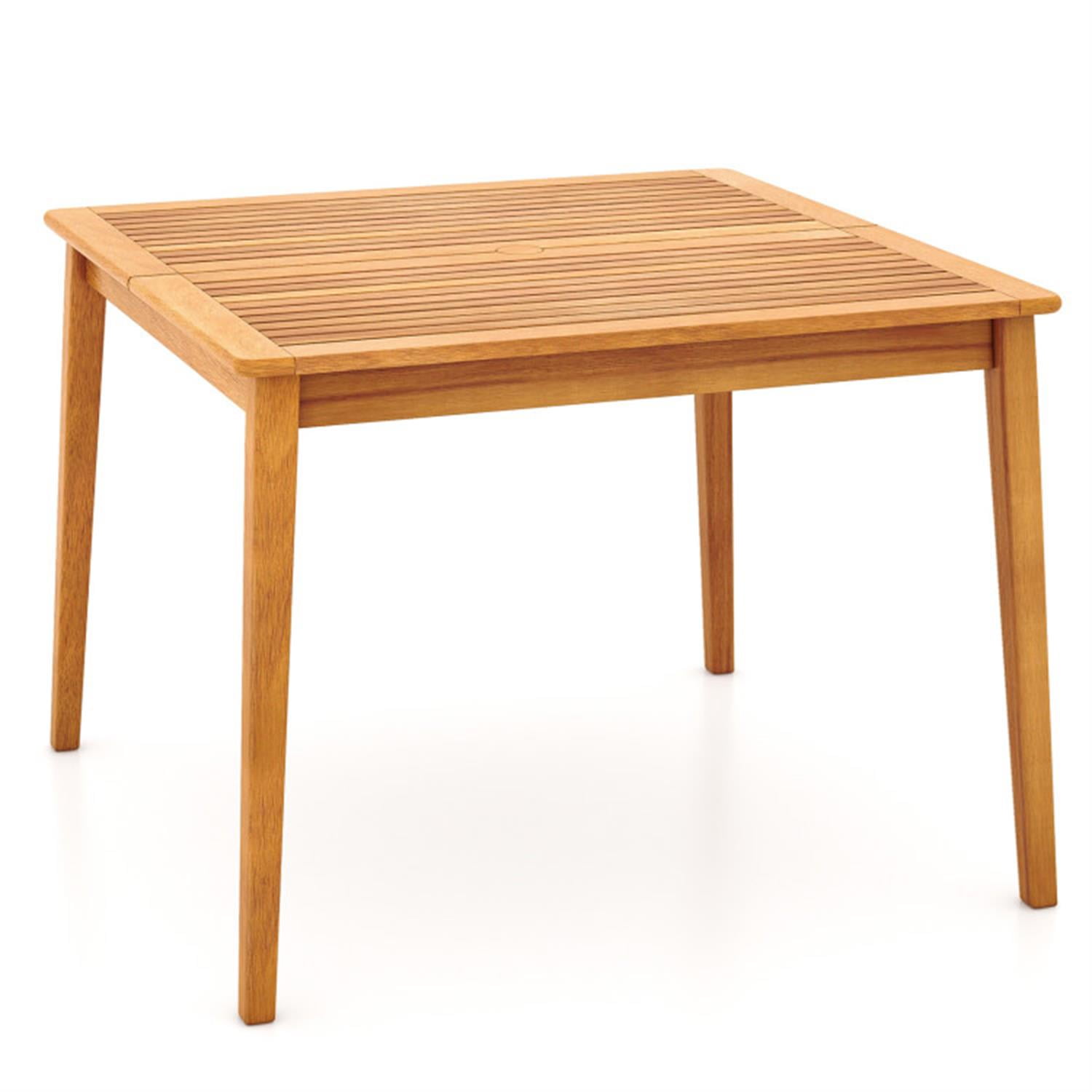 Demi Bonn Patio Outdoor Dining Table, 39" Acacia Wood Dining Square Bistro Table with 1.96" Umbrella Hole, Beige