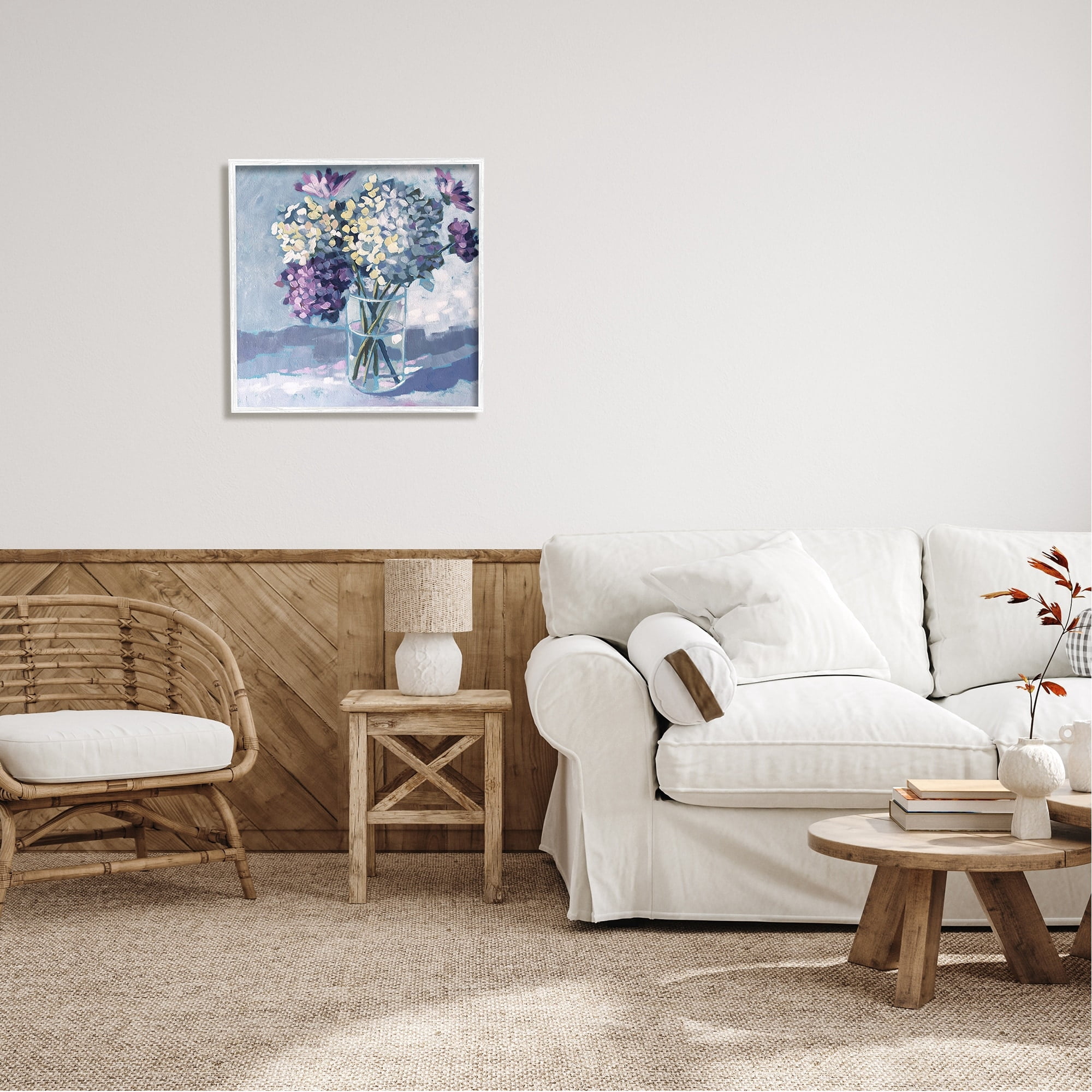 Stupell Industries Purple Hydrangea Flower Bouquet Layered Blossoms Arrangement Framed Wall Art, 24 x 24, Design by Sue Riger