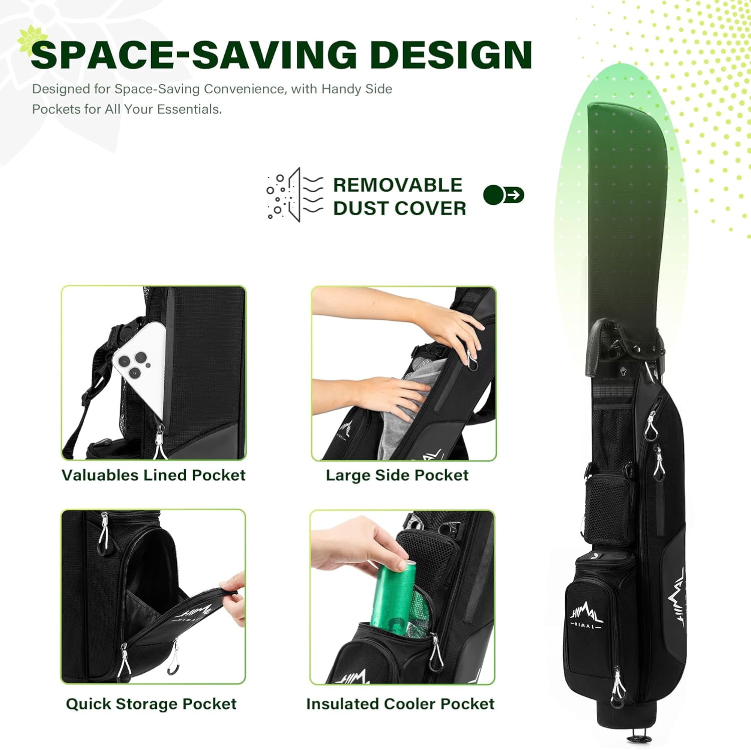 Par 3 Golf Bag Small Lightweight with Dual Shoulder Straps – Pitch n Putt Golf Bag Easy to Carry and  for Men/Women– 31.5 inches Tall
