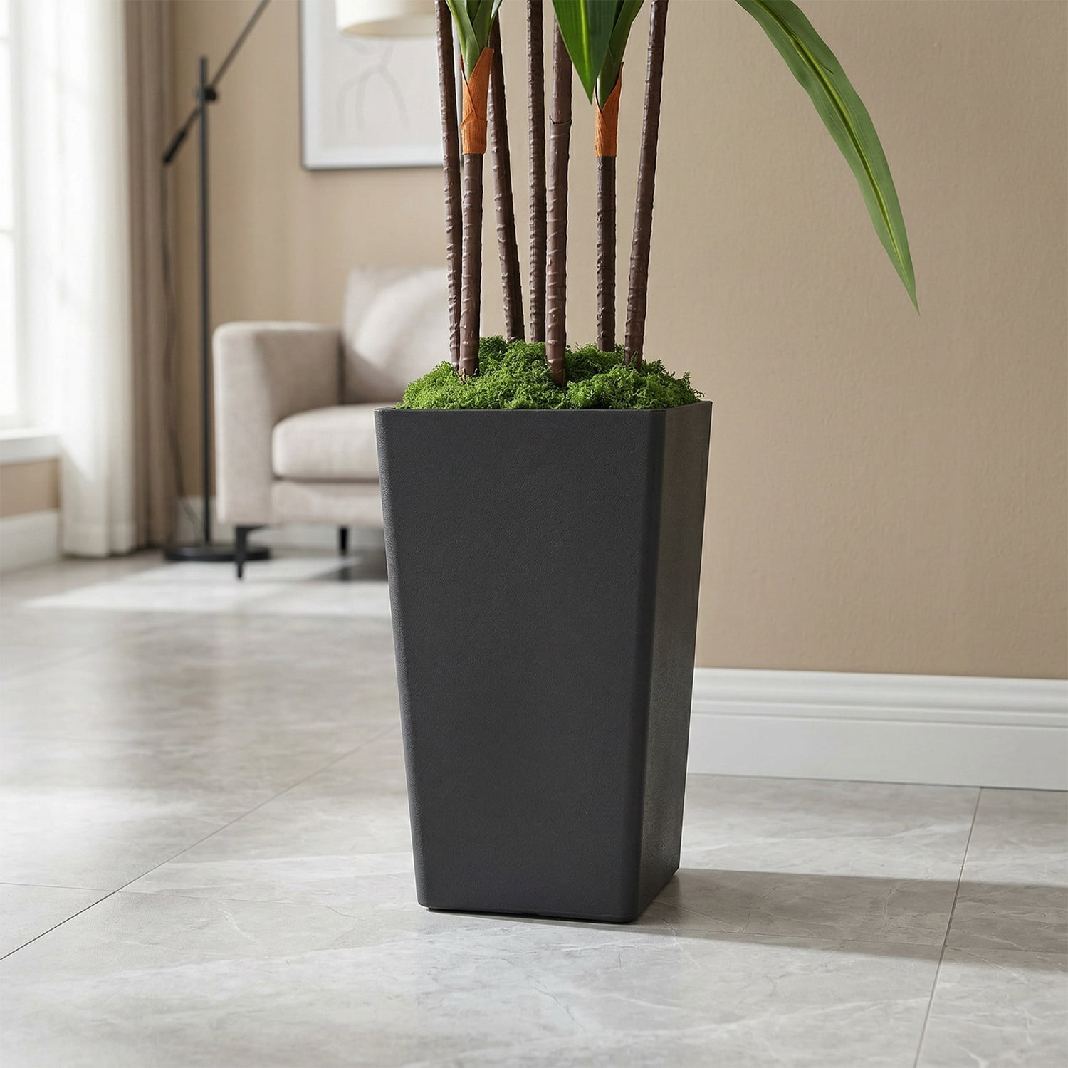 NOVAROOT Artificial Dracaena Tree 5FT, Faux Tree with Black Tall Planter, Fake Tropical Floor Plant, Artificial Silk Tree for Home Office Living Room Decor Indoor