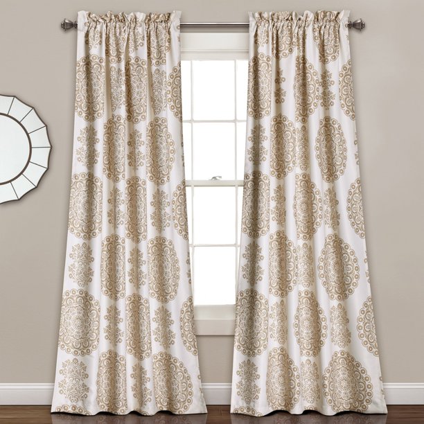 Evelyn Medallion Room Darkening Window Curtain Set