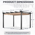 thumbnail image 3 of MELLCOM Retractable Pergola 10x13 ft, Dual Adjustable, UV Protection, Durable Aluminum Frame, Locking Straps and Screws for Backyard Deck, Khaki, 3 of 7