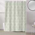 thumbnail image 5 of Fabric Shower Curtain, Modern Abstract Geometric Green Vintage Flowers Pattern Shower Curtains with 12 Hooks Waterproof Machine Washable Bath Curtains for Bathroom,48x 72in, 5 of 6