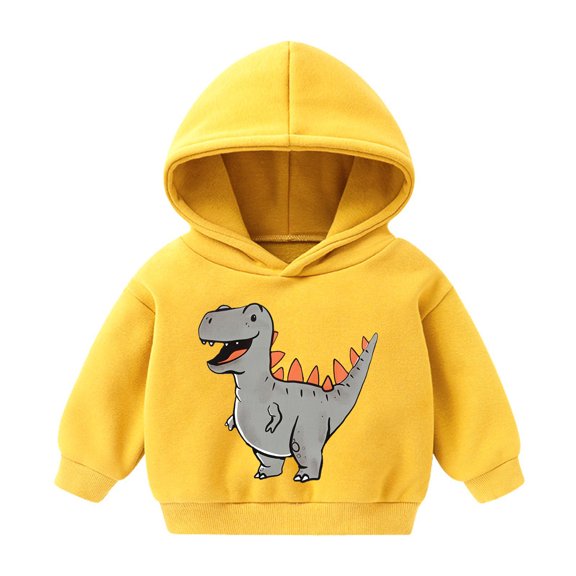 JSGEK Cute Print Hoodie Long Sleeve Stylish Soft Fabric Comfortable Casual Sweatshirt for Children Perfect for Daily Wear Holiday Gift Yellow 2 Years