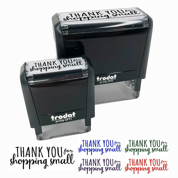 Thank You for Shopping Small Business Self-Inking Rubber Stamp Ink Stamper for Business Office - Black Ink - Small 1-1/2 Inch