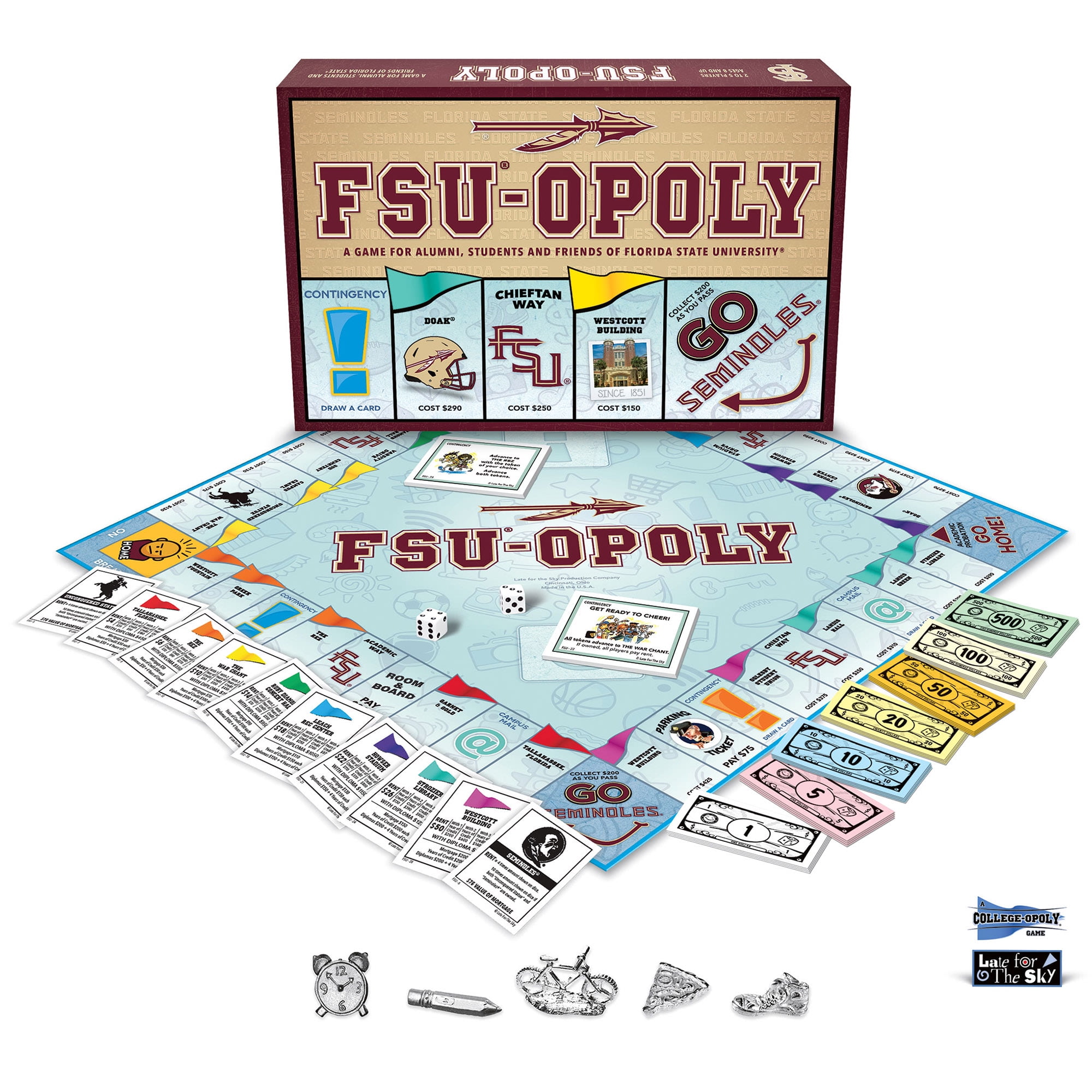 Late For The Sky: FSU-Opoly - Florida State University Themed Family Board Game, Opoly-Style, Traditional Play Or 1 Hr Version, Ages 8+, 2-6 Players