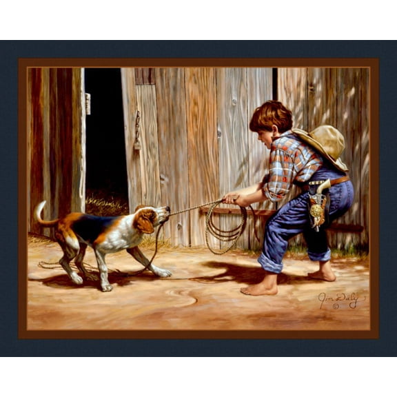 Western "Just a Cowboy Backaroo" Panel Cotton Fabric