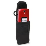 USA GEAR Flip Phone Case Belt Pouch Compatible with Jitterbug Flip 2 - Carabiner Clip, Belt Loop