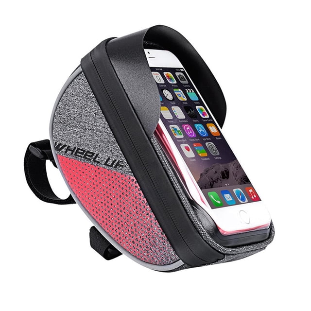 Bicycle Frame Bags, Waterproof Bicycle Top Tube Pouch, Touchscreen Bicycle Handbar Front Frame Bag, Phone Holder Bracket With Sun Visor For Smartphone Under 6 Inches