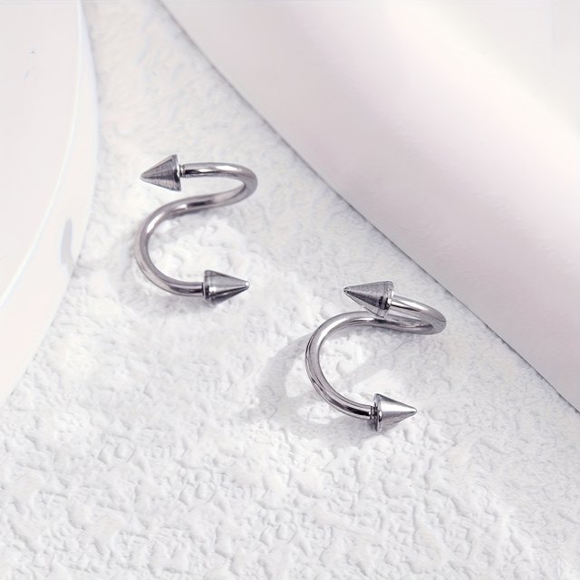 2Pcs S Shape Lip Ring Stainless Steel Lip Piercing Ring Punk Stud Ear Stud Ring Earings Body Piercing Jewelry Set FJH