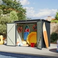 thumbnail image 6 of Sunmthink 3.3’ x 5.6’ Storage Shed Outdoor Metal Trash Can Shed with Lockable Doors and Easy Lift Hinges, Black, 6 of 8