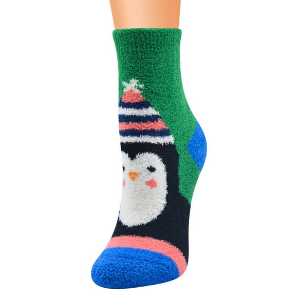 XIAQUJ Christmas Women's Cartoon Floor Socks Thicken Warm Non-slip Sleeping Socks Slippers Socks Socks Pink M