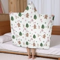 thumbnail image 5 of White Christmas Gingerbread Man Pattern Hooded Bath Towel，50"x30" for Ages 3 To 12 Kids, Quick Dry Lightweight Soft Microfiber Hood Beach Towel Cover Up for Kids, 5 of 7