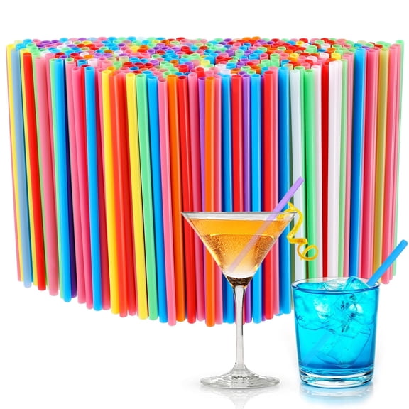 Deally 300 Pcs 5.9 Inch Disposable Cocktail Straws - 0.16'' Diameter Plastic Drinking Straw Stirrer for Coffee Cocktail, Colorful Short Straws for Bar, Club, Cafe, Party and Daily Use
