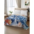 thumbnail image 2 of Blue Coral Coastal California King Size Flat Sheet, Wrinkleproof & Fadeproof Cooling Flat Bed Sheet Only, Summer Beach Vintage Nautical Starfish Breathable Soft Bedding Top Sheets 108 x 98 Inches, 2 of 8