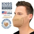 thumbnail image 2 of AccuMed BNX 20-Pack KN95 Face Mask, Disposable Particulate KN95 Mask Made in USA, Protection Against Dust, Pollen and Haze (20 Pack) (Earloop) (Model: E95) Tan, 2 of 4