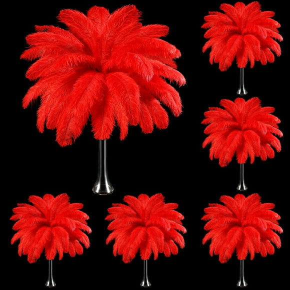 Plumas de avestruz Berlune, 150 unidades, naturales, 30 — 35 cm, color rojo
