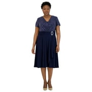 Cascade Wrap Dress with Rhinestone Buckle - Plus