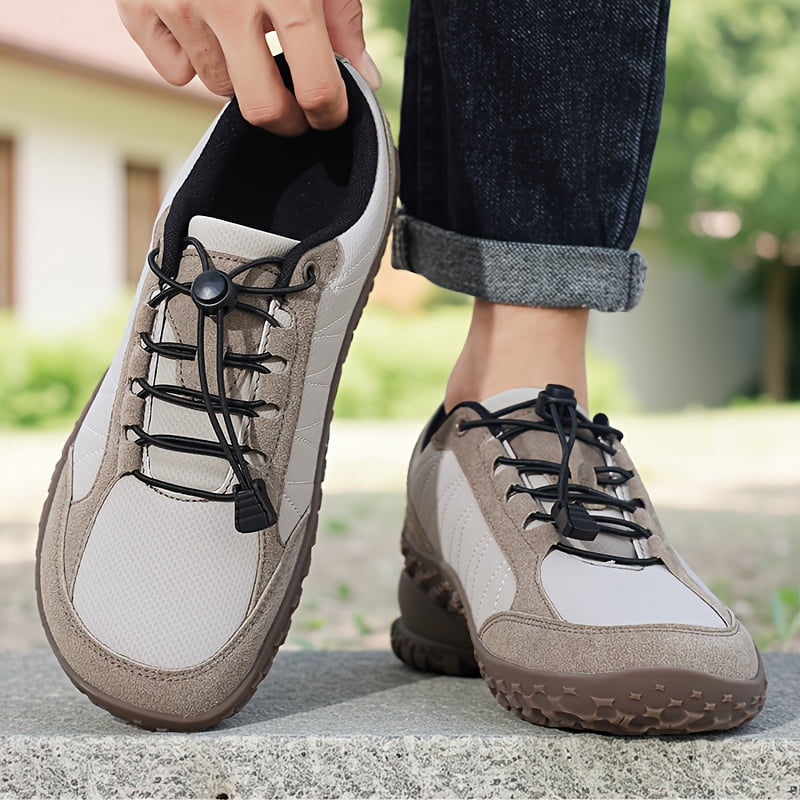 VanWeir Black Lace-Up Men's Casual Sneakers, Outdoor Camping Walking Shoes, Men's Walking and Hiking Shoes，Wide-Toe Barefoot Men's Shoes