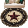 thumbnail image 2 of Vintage Farmhouse Round Area Rug 5 FT, Non Slip Bedroom Area Rug, Country Wesern Texas Star Retro Washable Circular Carpet Non-Shedding Floor Mat for Kitchen Dining Room Foyer Balcony Dorm, 2 of 9