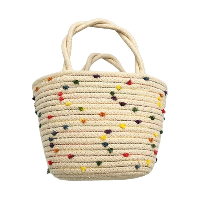 Summer Handbag Clothing Matching Contrast Color Exquisite Cotton Rope Woven Women Wrist Bag