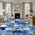 thumbnail image 2 of Blue Crystal Flower Area Rugs 5x7 ft Irregular Texture Washable Rug Non Slip Indoor Carpet Absorbent Floor Mat for Living Room Bedroom Dining Room, 2 of 9