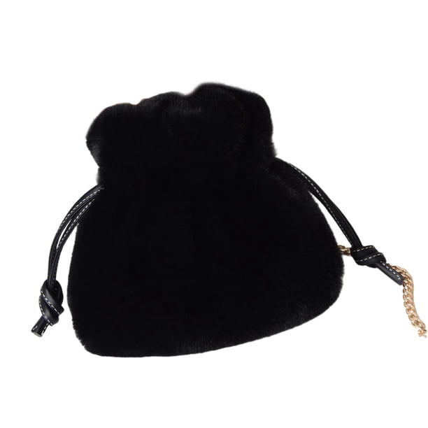 Bolso de hombro de felpa, bolso de mano, bolso cruzado para mujeres y niñas. Negro