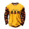 thumbnail image 5 of XUANTAOO Halloween Shirt for Kids Vintage Print Yellow Long Sleeve Pumpkin Ghost Print Tee Halloween Shirts for Girls Boys 10-11 Years, 5 of 5