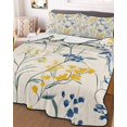 thumbnail image 3 of Quilts Twin Size, Yellow Blue Flowers Soft Comforter Bedding Set for Bed, Watercolor Botanical Floral Plants Lightweight Quilted Bedspread with Pillow Cover(2 Pieces) for All Season, 68x86 Inch, 3 of 6