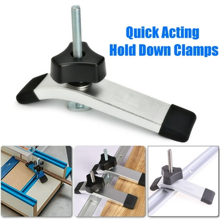 Chrome Distributor Hold Down Clamp - Quick Acting Hold Down Metal Clamps Set for T-Slot T-Track Woodworking Tools