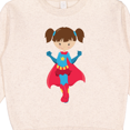thumbnail image 3 of Inktastic Superhero Girl, Cute Girl, Brown Hair, Red Cape Toddler Sweatshirt, 3 of 4