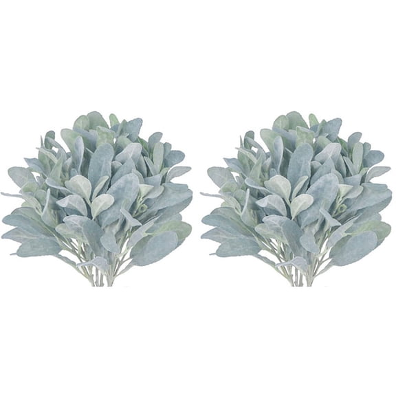 Faux Lambs Ear Stems 10Pcs Flocked Artificial Greenery Solid  Fake  Ear Leaves for Home Wedding DIY Craft