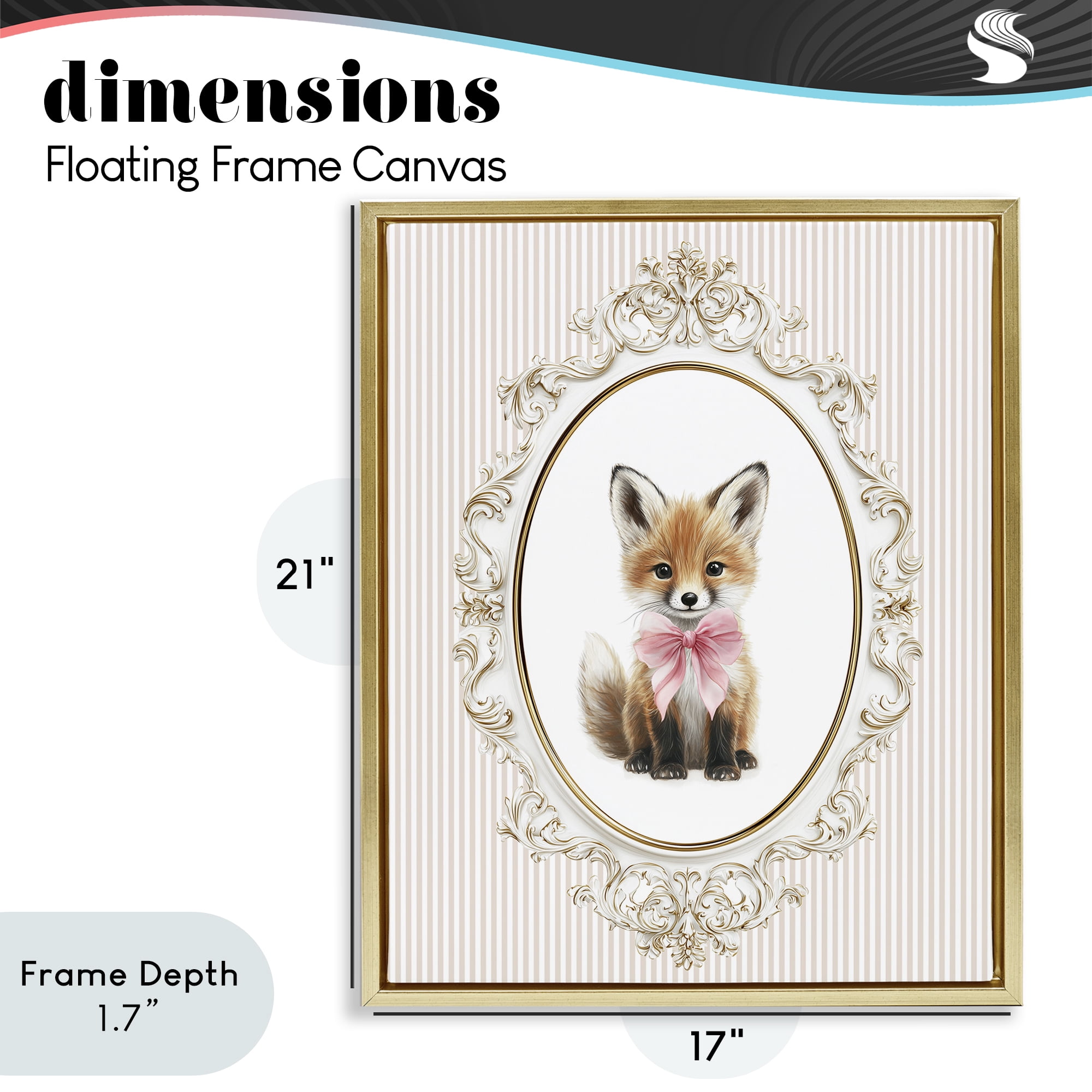 Stupell Industries Vintage Baby Fox Gold Framed Floater Canvas Wall Art, design by Christine Simpson Art
