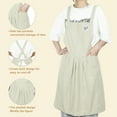 thumbnail image 4 of Unique Bargains Cross Back Aprons Waterproof Apron Apron with Pockets for Women for Baking Garden Cleaning Beige, 4 of 6