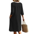 thumbnail image 7 of VBVC Women's Cotton Linen V Neck Tunic Dress , 3/4 Sleeve Summer Shift Dress For Women , Ladies' Boho Beach Midi Dresses with Pockets, S-2XL, 7 of 7