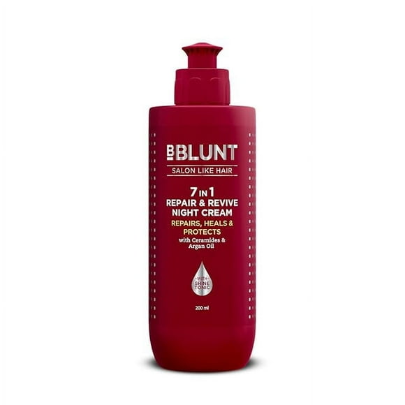 BBLUNT 7 in 1 Repair & Revive Night Cream to Heal & Protect Hair Overnight - 200ml|Addresses 7 Signs of Hair Damage | Reduces Frizz & Dullness | Enriched with Ceramides & Argan Oil | For Men & Women