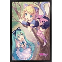 Hatsune Miku - Hatsune and Kagamine Wall Poster, 14.725" x 22.375" Framed