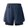 thumbnail image 6 of Lovzfmll Men's Summer Double-Layer Fake Two-Piece Running Fitness Shorts, Sports Athletic Bermuda Shorts Navy, XL, 6 of 6