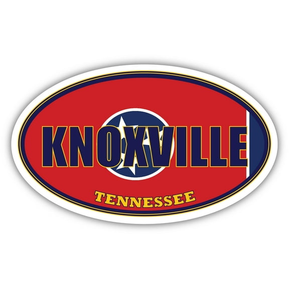 Knoxville City Tennessee State Flag | TN Flag Knox County Oval State Colors Bumper Sticker Car Decal 3x5 inches