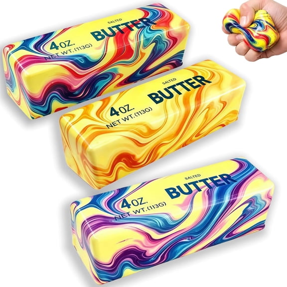 Squishy Butter Stick 3 Pcs, Colorful Slow Rising Squishy Squeeze Toys, Butter Squishy Fidget Toys for Adults Anxiety & Stress Relief, Sensory Gifts for Office, Home