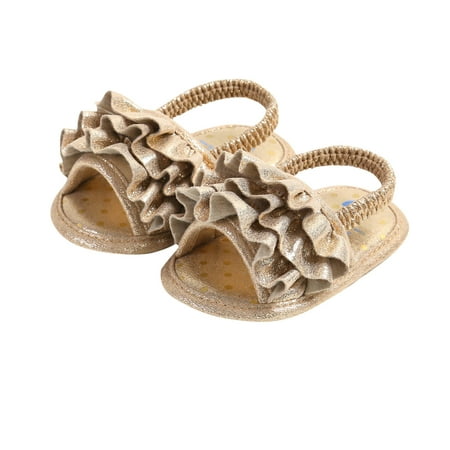Meresysid Infant Kids Toddler Baby Summer Soft Bottom Casual Sandals Bowknot Embroidery Cute Princess Shoes Gold