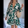 thumbnail image 4 of Vestido de Verano de Tirantes Acampanado con Cuello en V y Mangas Largas para Mujer Verde L, 4 of 9