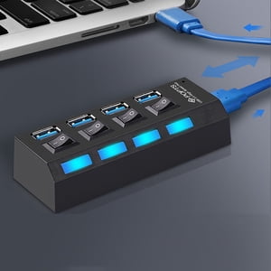 COFEST USB HUB 3.0 4 Port Multiple Expander Multi USB Splitter Hub Use Power Adapter Computer Accessorie Black