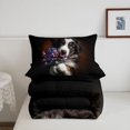 thumbnail image 5 of Homewish Kawaii Dog Twin Comforter Sets,Purple Daisy Floral Bedding Set,Pet Lover Decor,Black Reversible,2 Pieces,1 Comforter and 1 Pillowcase, 5 of 7