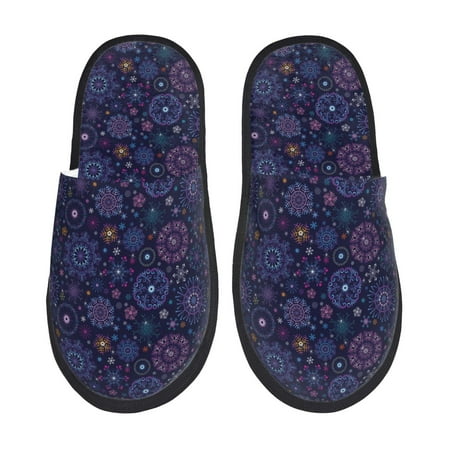

Fuzoiu Stars And Gradient Colorful Snowflakes Print Unisex Furry Slippers Plush Indoor Shoes Trendy House Slippers Anti-Skid EVA Sole House Shoes for Home Office and Travel -Medium