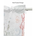 thumbnail image 5 of Coastal Turtle Linen Curtain Valance for Bedroom/Bathroom/Kitchen/Office/Living/Dining Room Windows,Multicolor Coral Seaweed Starfish Jellyfish Pocket Topper Drapes Decorative Cafe Drapery 54x18, 5 of 6
