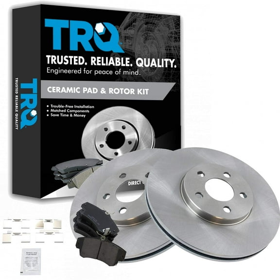 TRQ Front Brake Pad & Rotor Kit Brake Pads Brake Rotor Ceramic Fits Select 2001-2010 Chrysler PT Cruiser 2003-2005 Dodge Neon