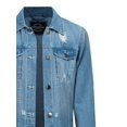 thumbnail image 4 of American Bazi Women's Long Button Down Distressed Denim Jean Jacket - Blue - Small, 4 of 4